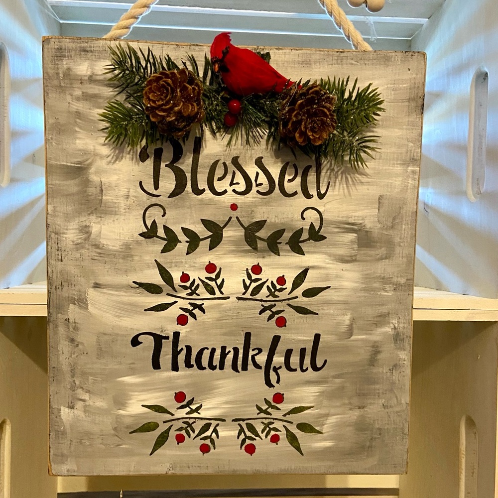 Cardinal Festive Wall Decor with Red Cardinal and Greenery Handcrafted